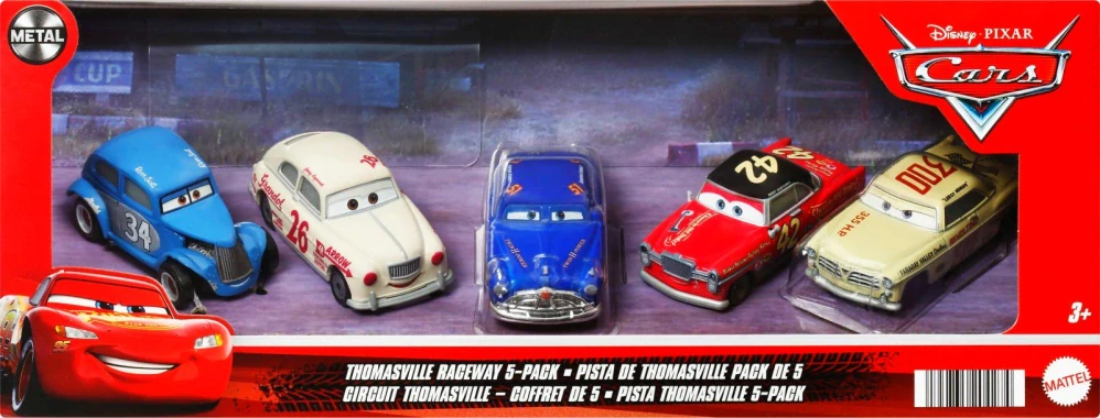 Cars (Auta) - Thomasville Raceway 5pack (Heyday River Scott + Jimmy Lugwrench + Dirt Track Fabulous Hudson Hornet + Ducky Fauntleroy + Leroy Heming)