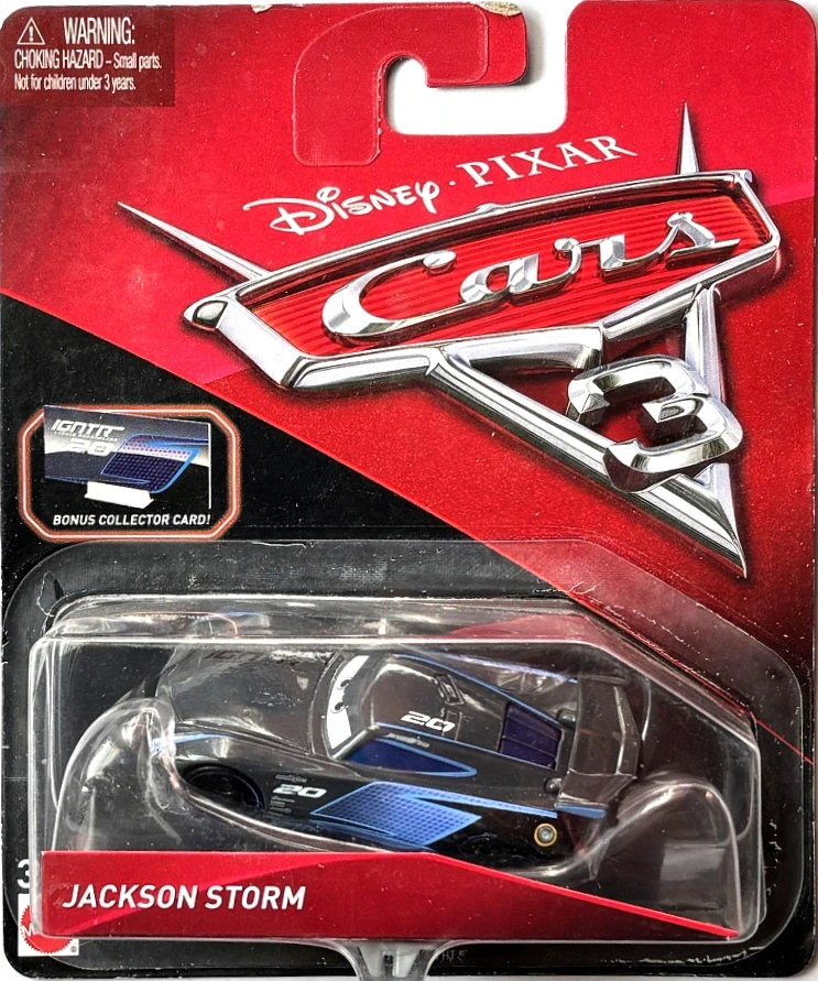 Cars 3 (Auta 3) - Jackson Storm Nr. 20 (Jackson Hrom) + Sběratelská karta na stojánku