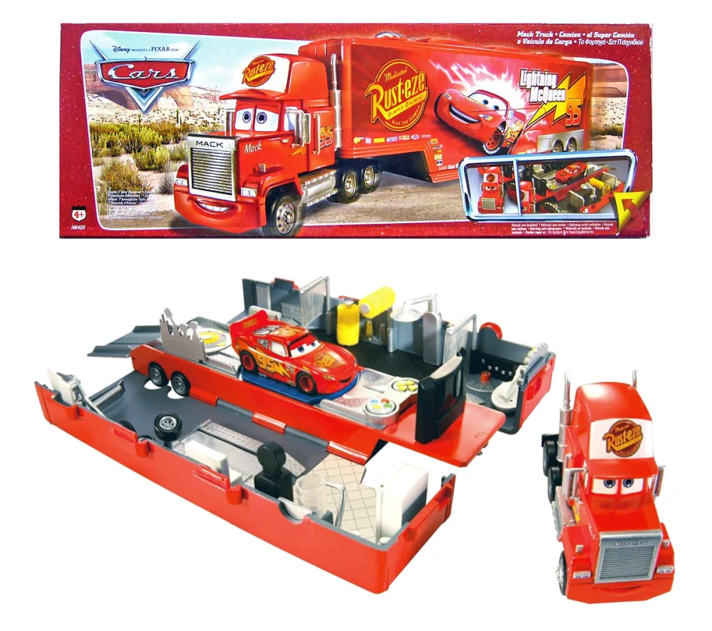Cars (Auta) Mack Truck (rozkládací kamion) + Lightning McQueen (Blesk)