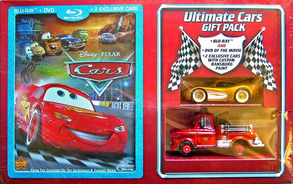 Cars (Auta) - Blu-Ray + DVD (Angličtina) Ultimate Cars Gift Pack + 2 autíčka - Ransburg Cruisin Lightning McQueen (Blesk) + Ransburg Rescue Squad Mater (Burák)