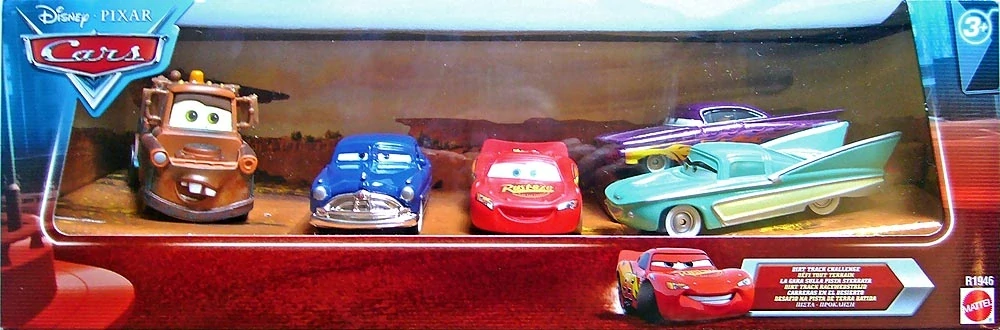 Cars (Auta) - 5pack Dirt Track Challenge - Mater + Doc Hudson + Dirt Track McQueen + Ramone + Flo