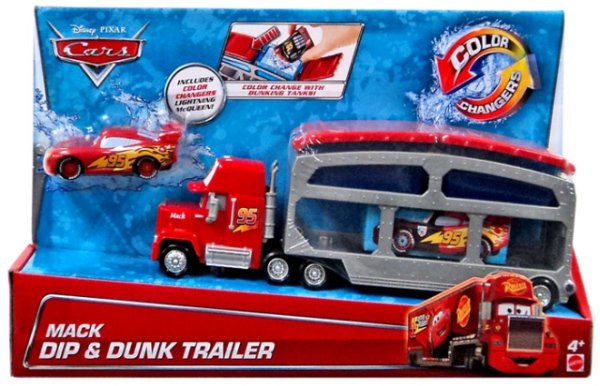 Cars 2 (Auta 2) - Color Changers Mack Dip & Dunk Trailer + Lightning McQueen (Blesk)