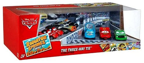 Cars (Auta) The Three-Way Tie (King, Chick...) - exkluzivní balení 10 autíček z filmu Cars (Auta)