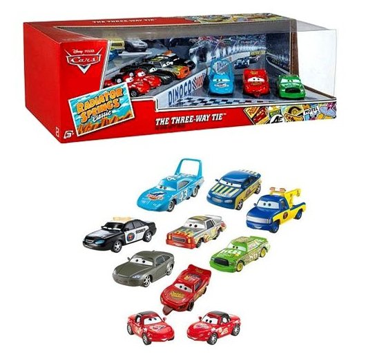 Cars (Auta) The Three-Way Tie (King, Chick...) - exkluzivní balení 10 autíček z filmu Cars (Auta)