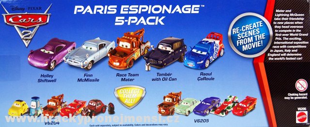 Cars 2 (Auta 2) 5pack Paris Espionage (Holley Shiftwell, Finn McMissile, Mater...)