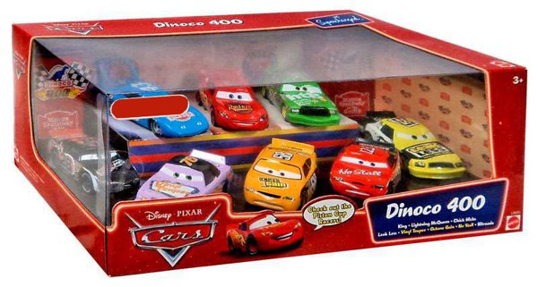 Cars (Auta) - 8pack Dinoco 400 - Chick Hicks + King + McQueen... - poškozený obal