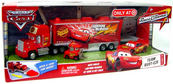 Cars (Auta) Team Rust-Eze - Mack Hauler + Lightning McQueen (Blesk) + My Name is not Chuck - Race O Rama