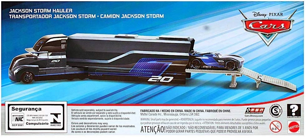 Cars 3 (Auta 3) - Jackson Storm Hauler (délka cca 23 cm) poškozený obal + Jackson Storm (Jackson Hrom)