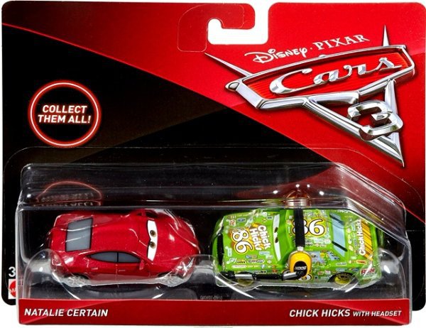 Cars 3 (Auta 3) - Natalie Certain + Chick Hicks w Headset (se sluchátky) - výrazně poškozený obal
