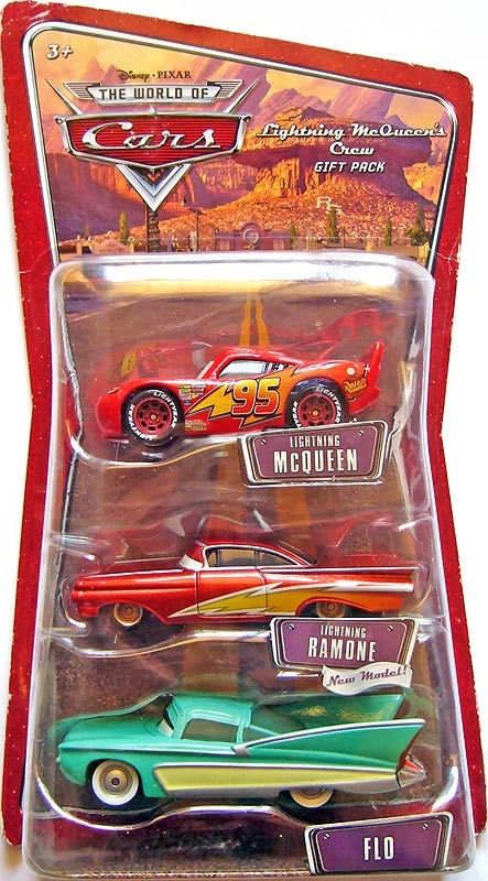 Cars (Auta) - 3pack Lightning McQueen's Crew - Lightning McQueen (Blesk McQueen) + Lightning Ramone + Flo - The World Of Cars