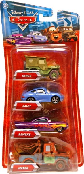 Cars 4pack Sarge+Sally+Ramone Purple+Mater