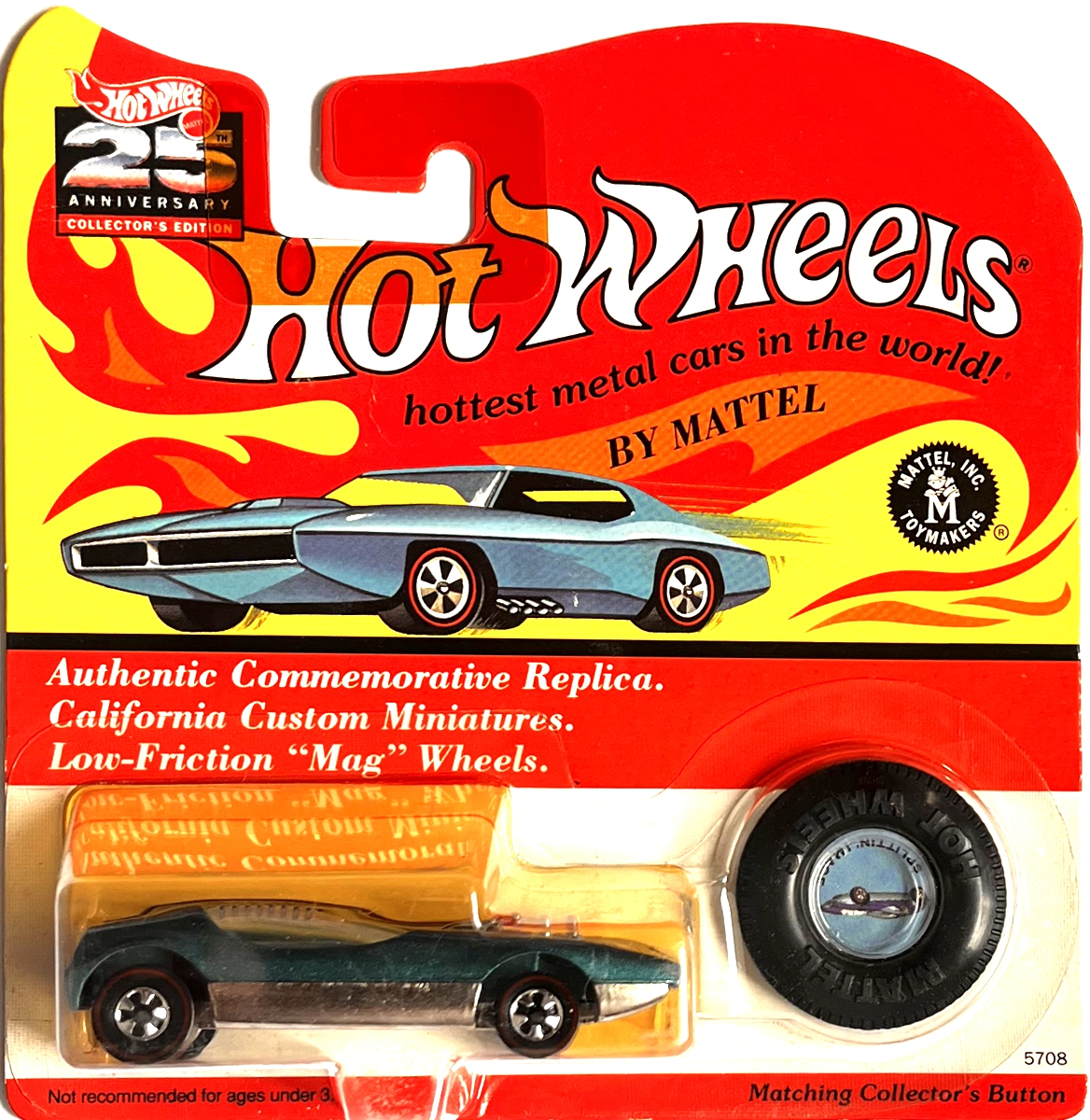 Hot Wheels - 25th anniversary - Authentic Commemorative Replica - Blue + Sběratelský odznak