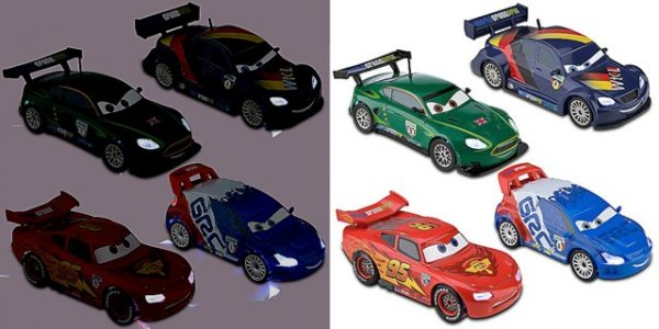 Cars 2 (Auta 2) - 4pack We Light-Up - Lightning McQueen + Nigel + Max + Raoul