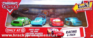 Cars (Auta) Racing 4-pack VII. LOOK (mrkací) - Chick Hicks + King + Lightning McQueen + View Zeen)